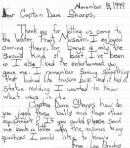 Childrens letter about the barge